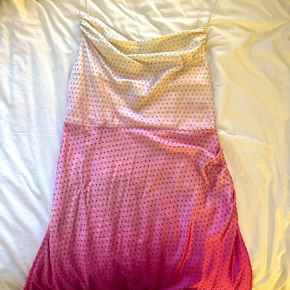 RETROFETE Auris Dress rhinestone silk pink dress